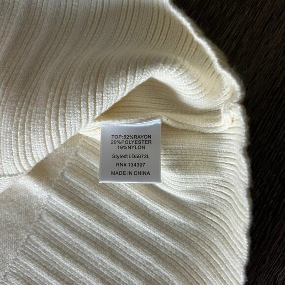 NWT Line & Dot Abbey‎ Sweater Dress Ivory Black Stripe Turtleneck Knit Large - Picture 11 of 16